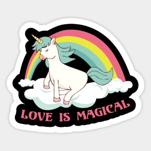 Love is Magical Unicorn Rainbow Magic Sticker